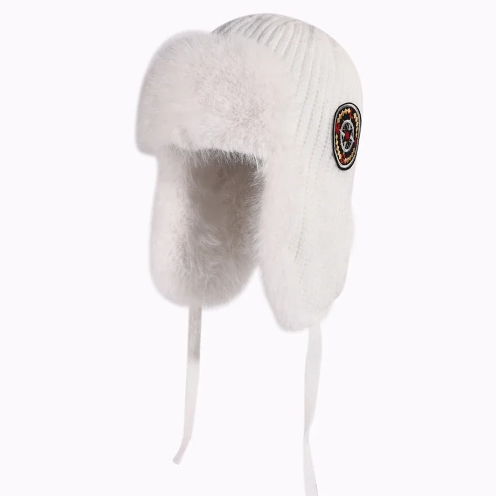 Womens Russian Caps Fur Winter Thickened Warm Knit Ushanka Earflap Pilot Hat Ski Snow Bomber Hat 6