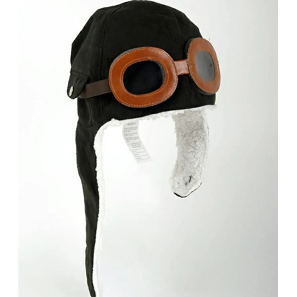 Winter Boys and Girls Pilot Hat Baby Knitted Plus Velvet Warm Hat with Lei Feng Earmuffs, Toddler Kids Hat