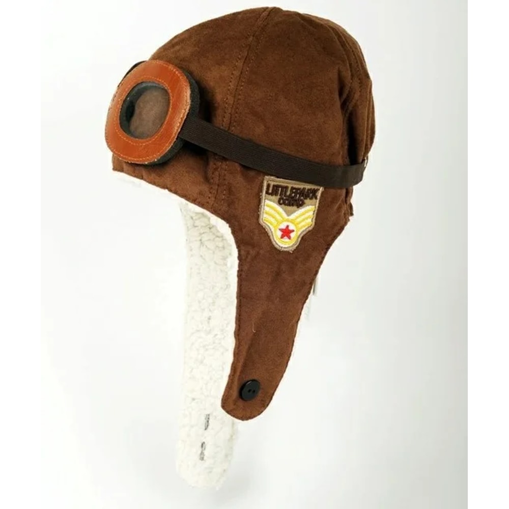 Winter Boys and Girls Pilot Hat Baby Knitted Plus Velvet Warm Hat with Lei Feng Earmuffs, Toddler Kids Hat