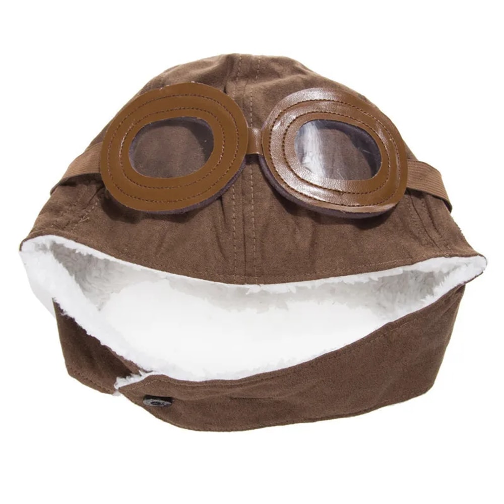 Winter Boys and Girls Pilot Hat Baby Knitted Plus Velvet Warm Hat with Lei Feng Earmuffs, Toddler Kids Hat