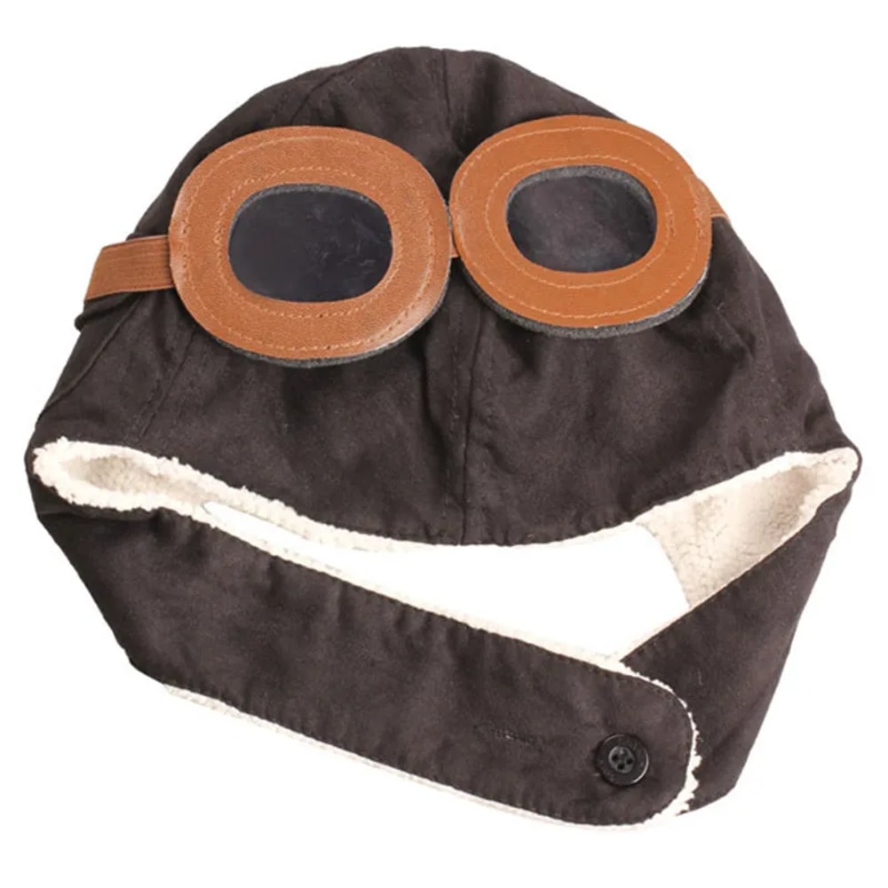 Winter Boys and Girls Pilot Hat Baby Knitted Plus Velvet Warm Hat with Lei Feng Earmuffs, Toddler Kids Hat