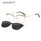 Women Metal Style Magnetic Polarizing Sunglasses Clip Set Cat Eye Spectacle Frame Myopia Eyeglass F 2