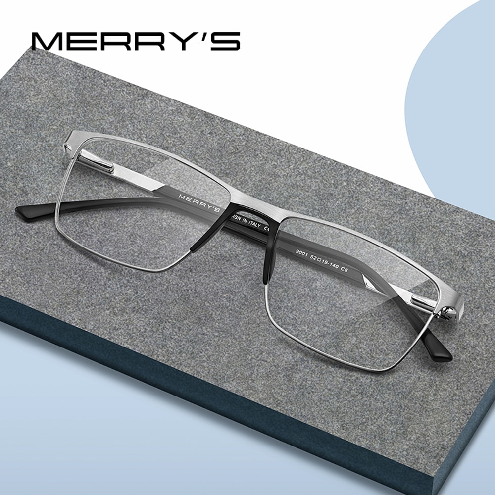 Ultralight MERRYS DESIGN Men Titanium Alloy Glasses Frame Fashion Male Square Prescription Eyewear 0