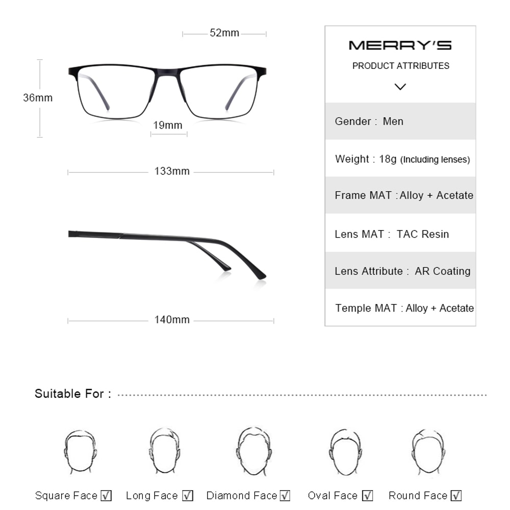 Ultralight MERRYS DESIGN Men Titanium Alloy Glasses Frame Fashion Male Square Prescription Eyewear 3