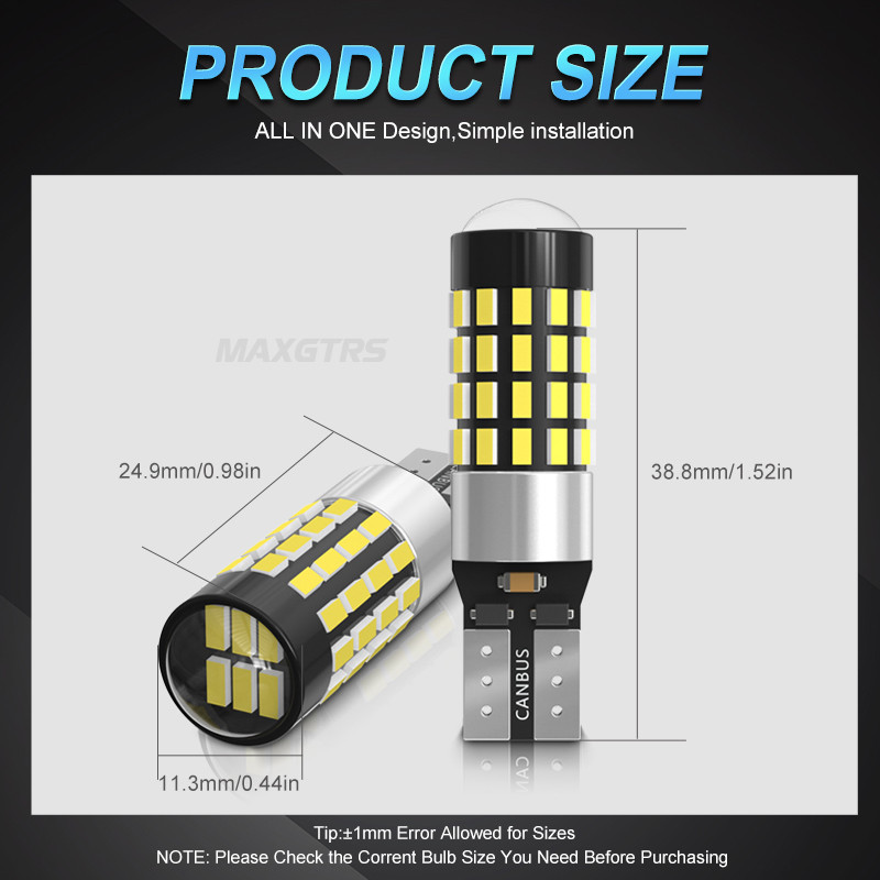 High Power LED Canbus Extreme Bright SMD Chip Bulbs for Car Reverse Backup Parking Light
