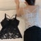 Womens Lace Camisole With BuiltIn Bra Sexy Padded Tank Top In Black White Large Size Crop Top 1