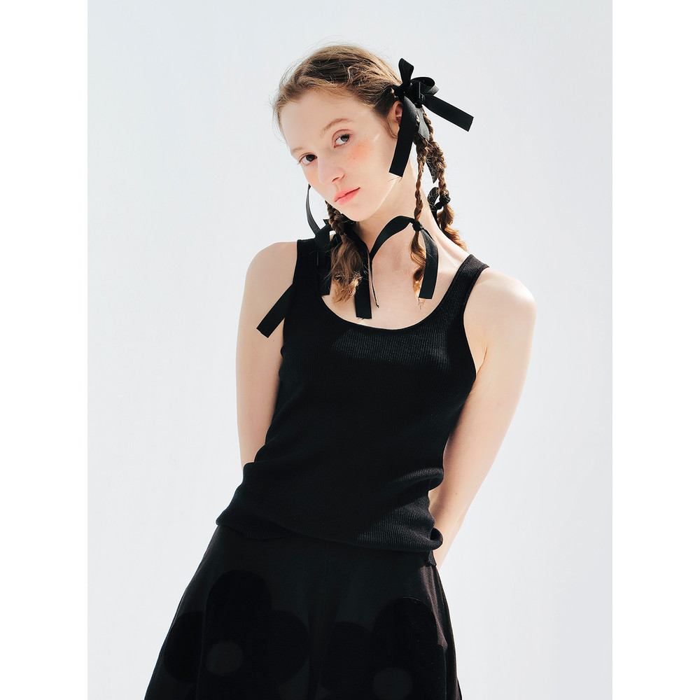 Basic Black Sling Tank Top Soft Knit Daily Wear For An Effortless Stylish Look 4