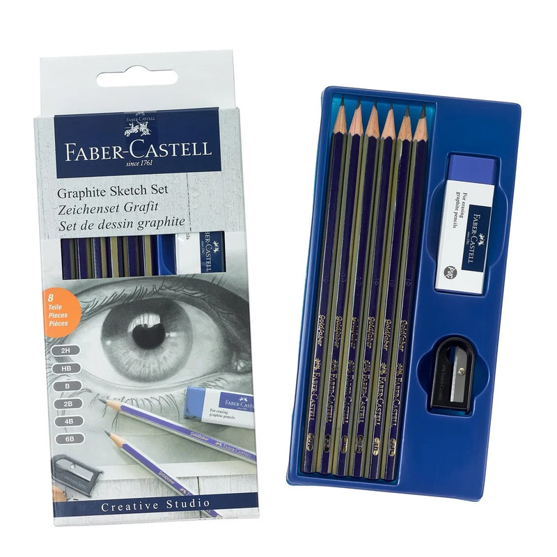 Professional Graphite Sketch Set Drawing and Shading 6 Pencils with Accessories, Complete Art Kit for Beginners, Adults