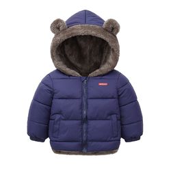 cozy winter warm coat for kids, hooded baby boys girls jacket in soft cotton & fleece insulated padded outerwear