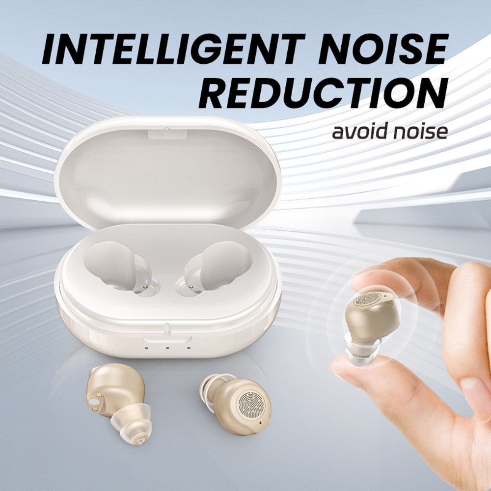 Touch Control One Pair Rechargeable Hearing Aids Mini Sound Amplifier For The Elderly  Seniors With 2