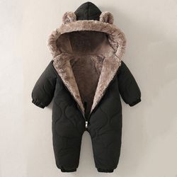 newborn baby girl clothes, baby boy jumpsuit: winter snowsuit with plus velvet, thick 0-3 years romper overalls toddler