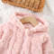 Baby Girl Princess Pink Fleece Jacket with Love Pattern, Toddler Winter Warm Coat Hooded Outwear