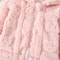 Baby Girl Princess Pink Fleece Jacket with Love Pattern, Toddler Winter Warm Coat Hooded Outwear