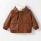 2024 New Baby Boys PU Leather Jacket, 1-3Y Fall Winter Leather Coat with Turn-Down Collar, Zipper, Fashion Outwear