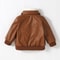 2024 New Baby Boys PU Leather Jacket, 1-3Y Fall Winter Leather Coat with Turn-Down Collar, Zipper, Fashion Outwear