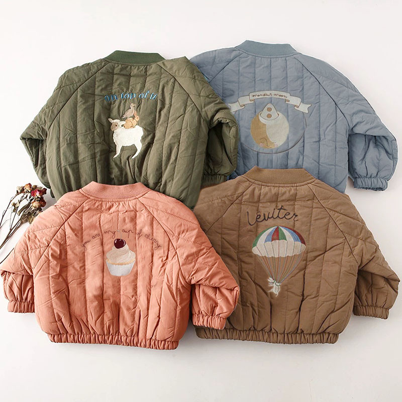 Adorable Toddler Baby Boy Girl Jackets For Spring Autumn Long Sleeve Embroidery Fleece Cotton Kids  0