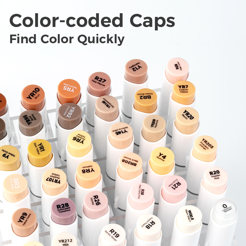 Ohuhu Honolulu Skin Colors Alcohol Art Markers, Dual Tip Refillable Marker Pen Set for Sketching, Illustration
