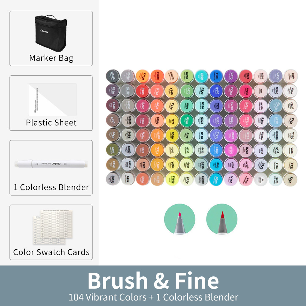 Marker Pen Set Color Markers Refillable Alcohol Art Markers With Dual Tips For Sketching Manga And  6