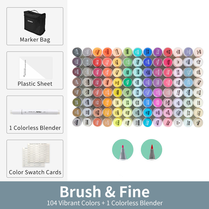 Marker Pen Set Color Markers Refillable Alcohol Art Markers With Dual Tips For Sketching Manga And  6