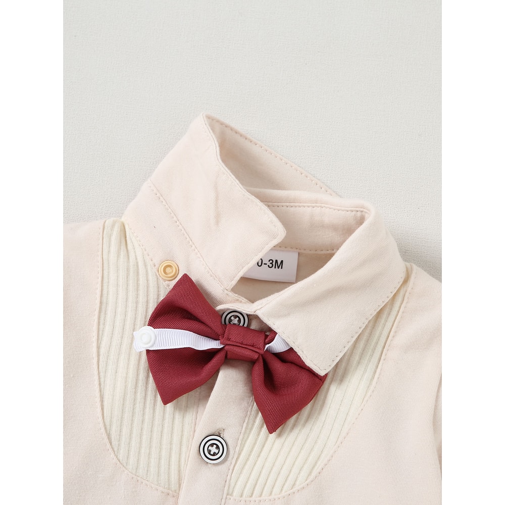 Baby Boy Clothes Wedding Outfit Suits, Infant Boy Gentleman Set with Dress Shirt, Vest, Suspenders, Pants, Bowtie