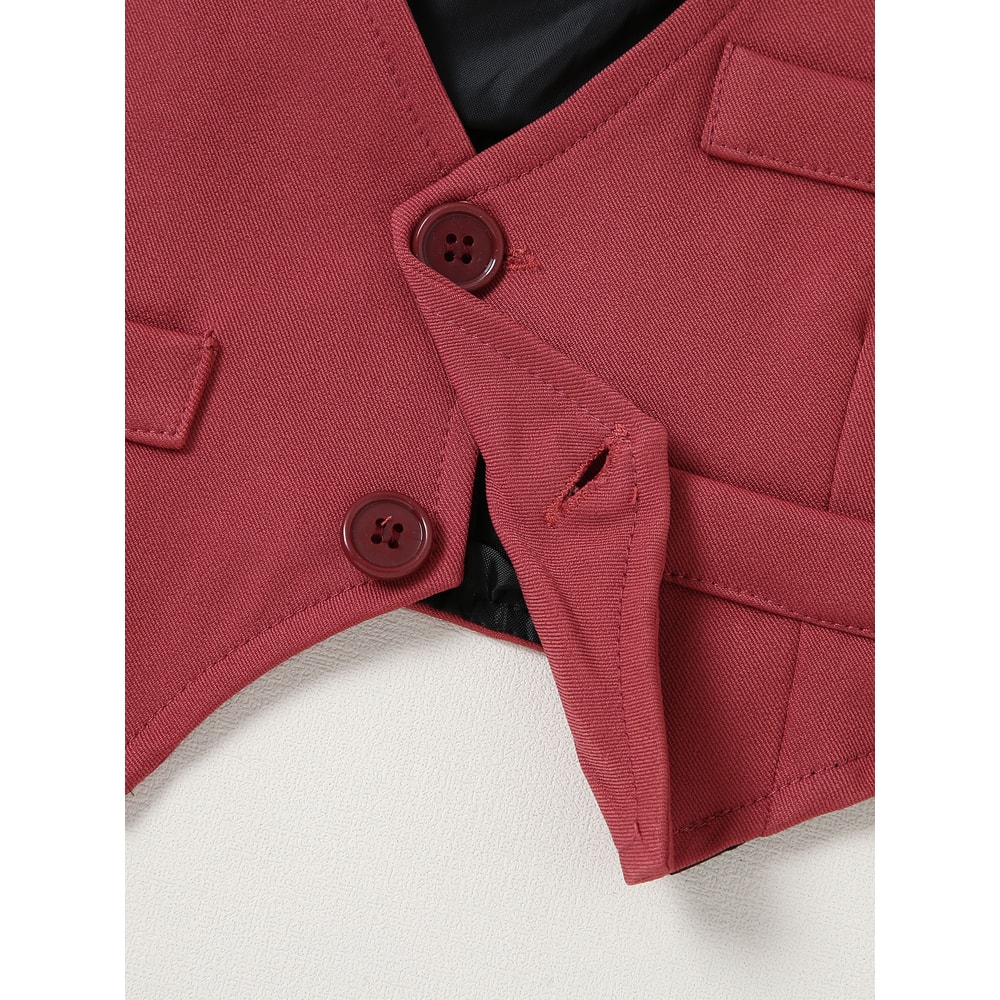 Baby Boy Clothes Wedding Outfit Suits, Infant Boy Gentleman Set with Dress Shirt, Vest, Suspenders, Pants, Bowtie