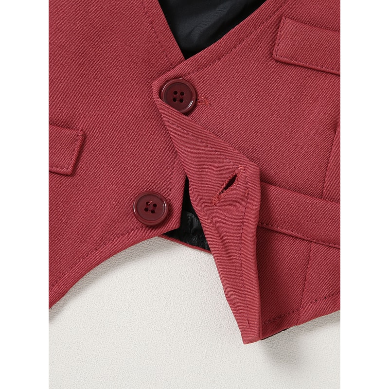 Baby Boy Clothes Wedding Outfit Suits, Infant Boy Gentleman Set with Dress Shirt, Vest, Suspenders, Pants, Bowtie