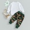 Adorable Baby Girl 2-Piece Spring Ensemble, Floral Embroidered Pullover, Camo Print Pants, Cute Toddler Outfit