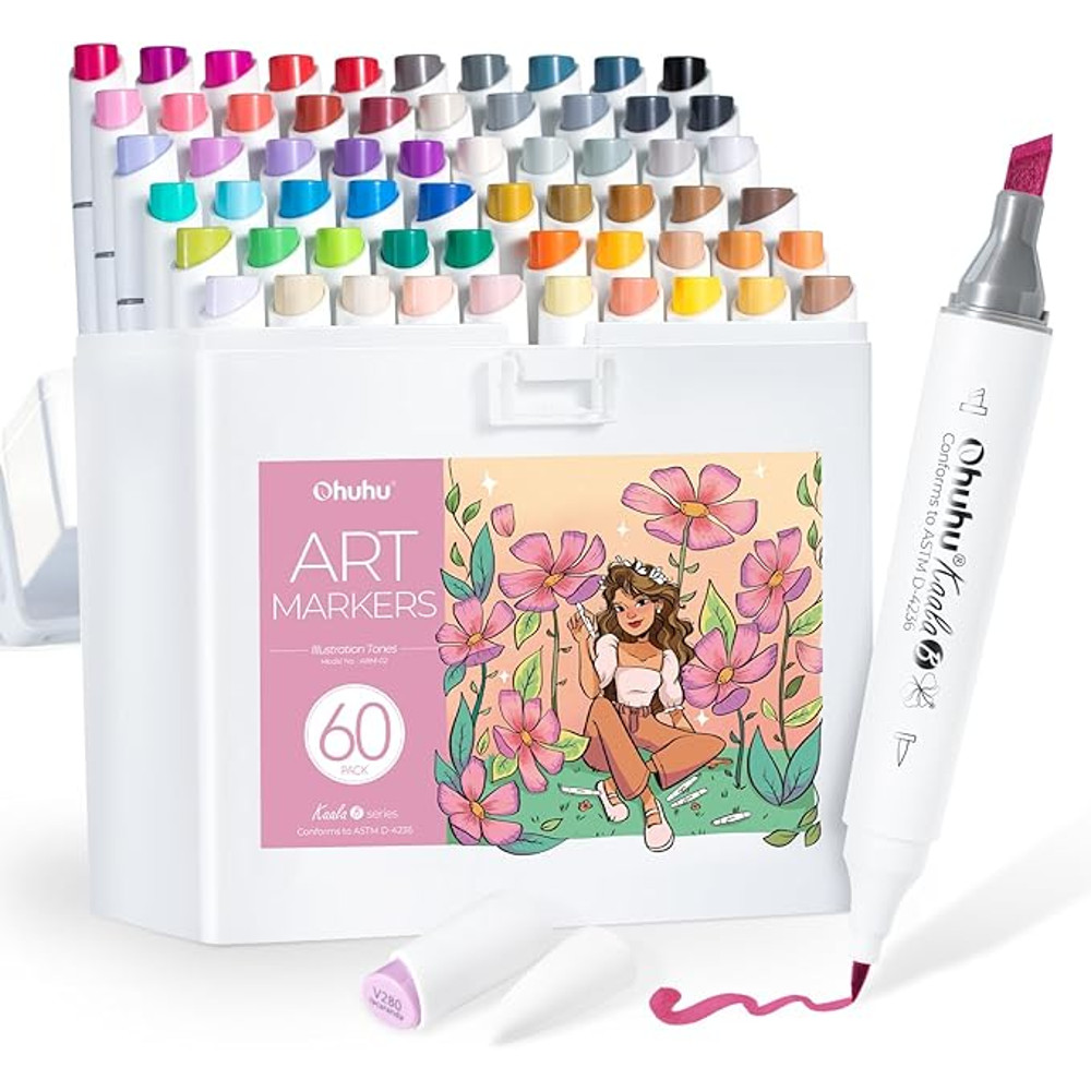 Ohuhu Kaala Alcohol Art Markers Dual Tip Refillable Marker Pen Set For Sketching Manga Drawing  Sch 6