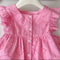New Korean Style Girls Summer Pink Cotton Suit, Baby Hollow Small Flying Sleeve Top Shorts Two-Piece Set