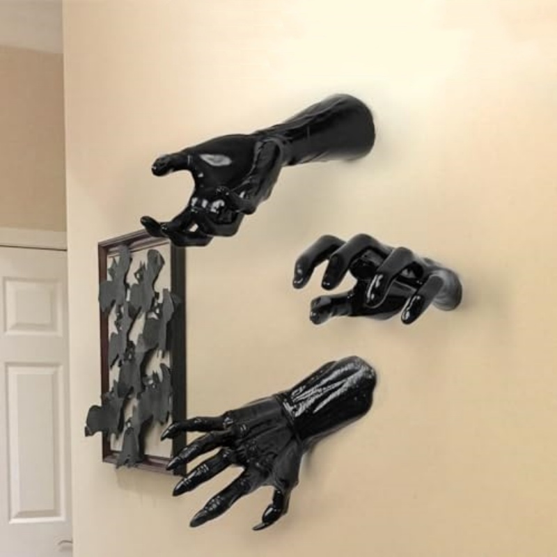 Halloween Decorations Wall Mounted Creepy Hands Lifesize Horror Hands For Gothic Wall Decoration To 2