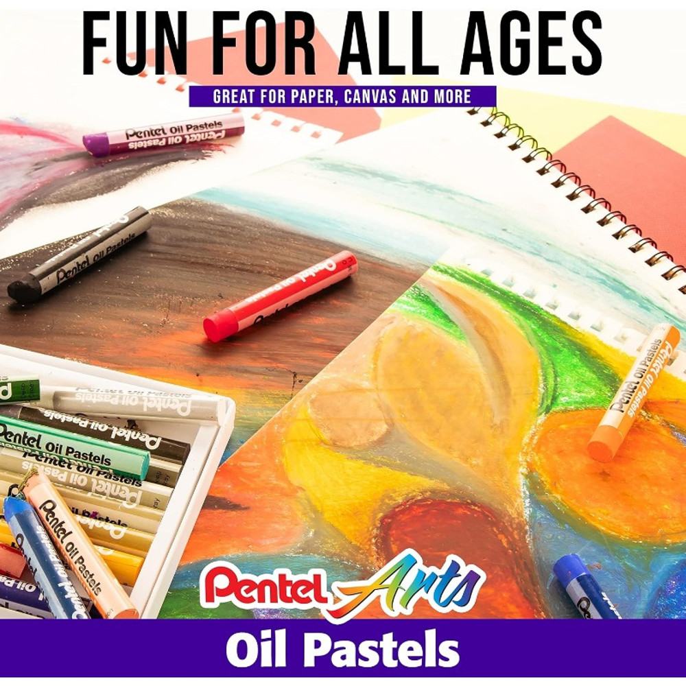 Pentel Arts Oil Pastel Set PHN Assorted Brilliant Colors Smoothly Applied  Blendable For Creative S