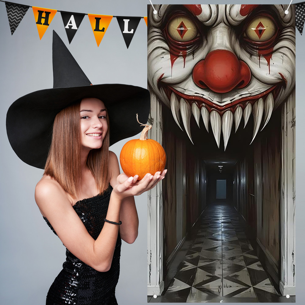 Ultimate Spooky Witch  Zombie Halloween Door Cover IndoorOutdoor Haunted House Wall Decor With 2D S 1
