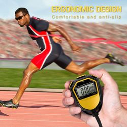 high-visibility lcd digital stopwatch, waterproof handheld chronograph for coaching, sports training & track meets