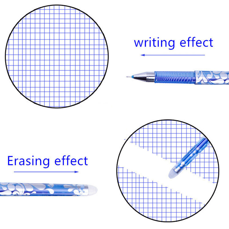 Erasable Gel Pen Refill Rod Set BlueBlack Ink Washable Handle Smooth Writing School  Office Station