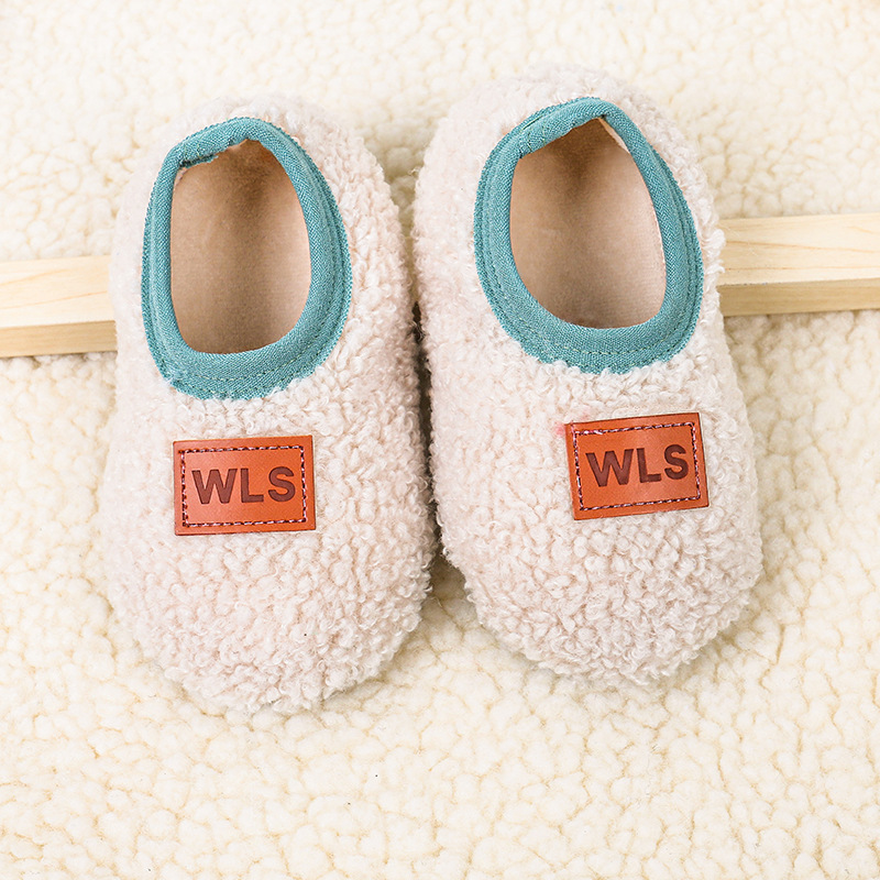 Toddler Plush Autumn Winter Baby Slippers Children Soft AntiSlip Walking Shoes Indoor Home Floor So