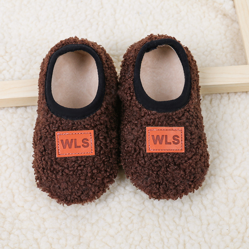 Toddler Plush Autumn Winter Baby Slippers Children Soft AntiSlip Walking Shoes Indoor Home Floor So