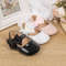 Breathable Newborn Baby Non-slip PU Walking Shoes, Soft Rubber Sole Baby Princess Shoes with British Bow Style