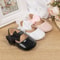 Breathable Newborn Baby Non-slip PU Walking Shoes, Soft Rubber Sole Baby Princess Shoes with British Bow Style