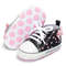 Fashion Bowknot Heart Print Newborn Baby Girls Shoes, Classic Canvas High Tops Sneakers with Soft Anti-Slip Sole