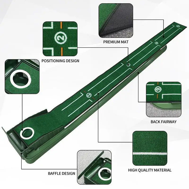 Portable Indoor and Outdoor Golf Practitioner, Mini Golf Green Putter Mat for Home, Office, and Travel