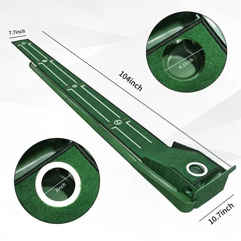 Portable Indoor and Outdoor Golf Practitioner, Mini Golf Green Putter Mat for Home, Office, and Travel