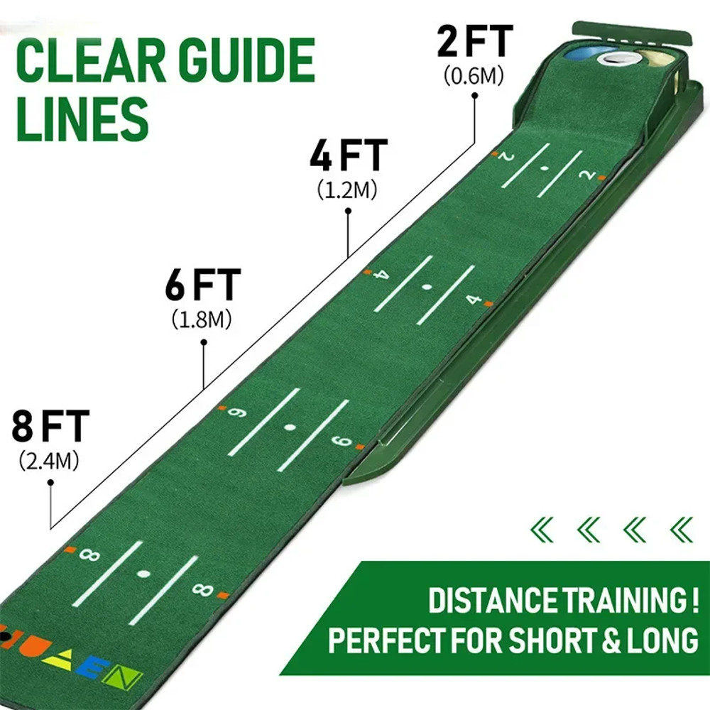 PGM Golf Indoor Putting Mat Putter Trainer Green Carpet Practice Set Ball Return Mats Premium Golf  3