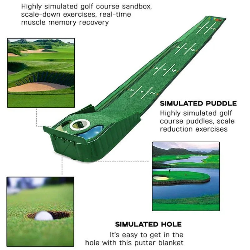 PGM Golf Indoor Putting Mat Putter Trainer Green Carpet Practice Set Ball Return Mats Premium Golf  5