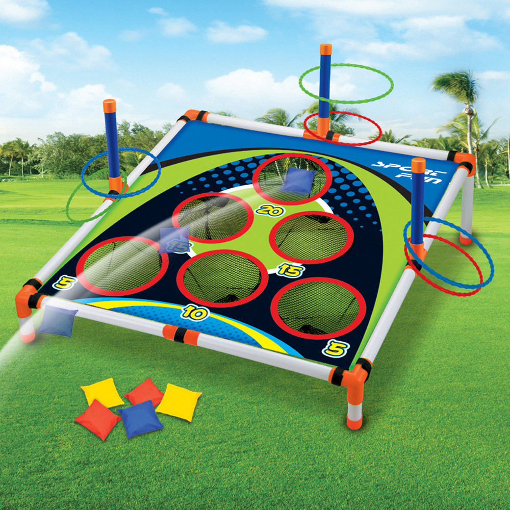 Easy Assemble Portable Cornhole Throwing Circle Ferrule Board Set, Outdoor Yard Toss Game Toy for Kids & Adults