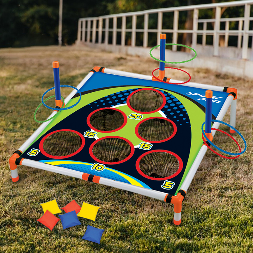 Easy Assemble Portable Cornhole Throwing Circle Ferrule Board Set, Outdoor Yard Toss Game Toy for Kids & Adults