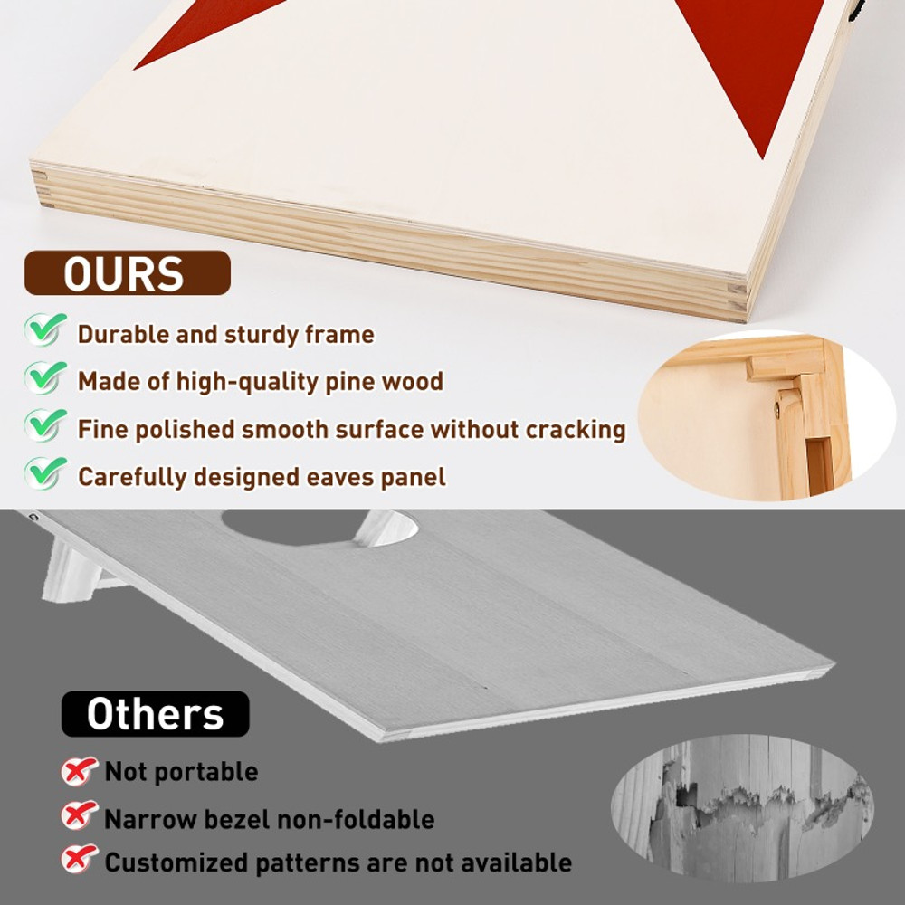 Solid Wood Premium Cornhole Set Cornhole Boards With 8 Toss Bags Durable Corn Hole Game For Backyar 4