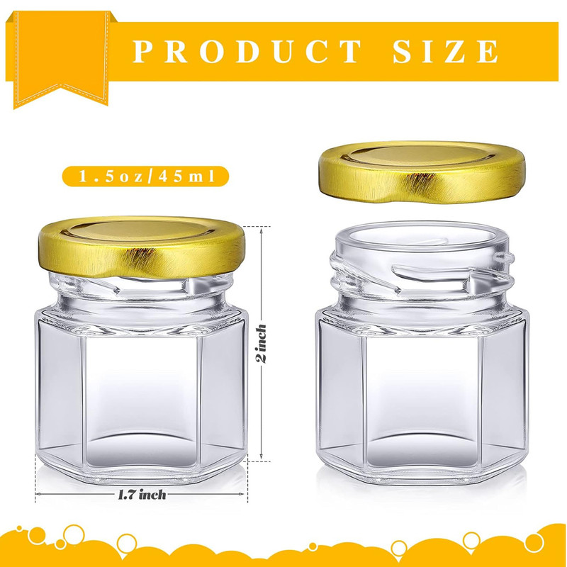 Mini Hexagon Glass Jars Bulk With Lids Small Honey Jars Spice Canning Mason Jars For Wedding Favors 4