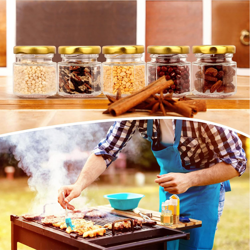 Mini Hexagon Glass Jars Bulk With Lids Small Honey Jars Spice Canning Mason Jars For Wedding Favors 1