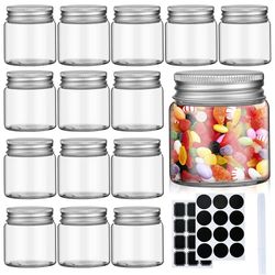 mini mason jars with lids, wide mouth clear glass jars for canning, food storage, spice, jam, honey, jelly jars