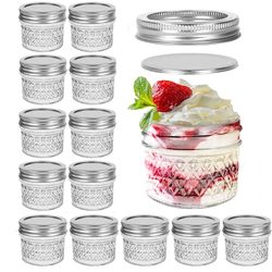 mini glass mason spice jars with separable lids, canning jars for honey, jam, jelly, wedding favors & organized kitchen